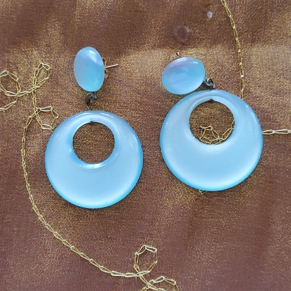 moonglow Jewelry - Aqua moon glow Pierced drop earrings